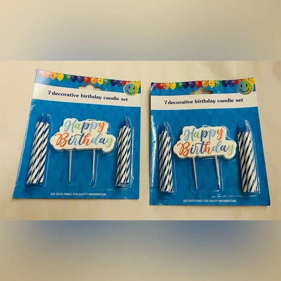 New 7 "Happy Birthday" Candles Blue Large Happy Birthday Candle made Vietnam - Picture 8 of 10